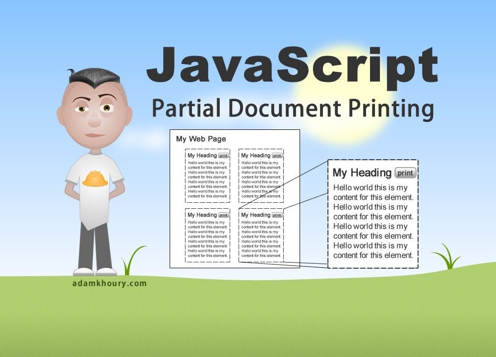 Partial Print Document JavaScript Tutorial HTML div Content